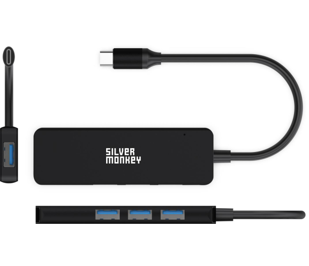 SILVER MONKEY Hub USB USB-C 4x USB 3.0 (Black) - 1055585 - zdjęcie 2